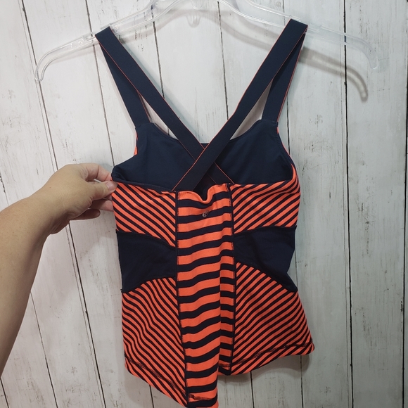 Lululemon Women's Work It Out Navy Orange Striped - Picture 4 of 6